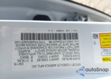 2018 Honda Accord Sport from USA, damaged, VIN 1HGCV1F32JA237186